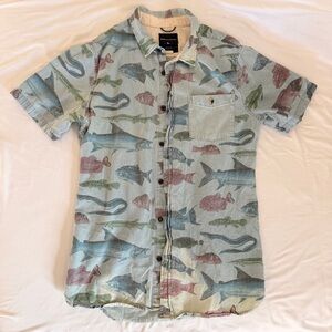Modern Amusement Fish Print Button Down Shirt